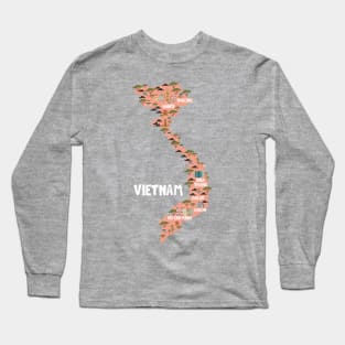 Vietnam Illustrated Map Long Sleeve T-Shirt